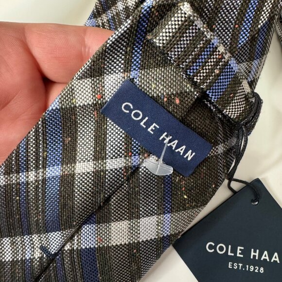COLE HAAS brown plaid 100% silk neck tie - Picture 6 of 6